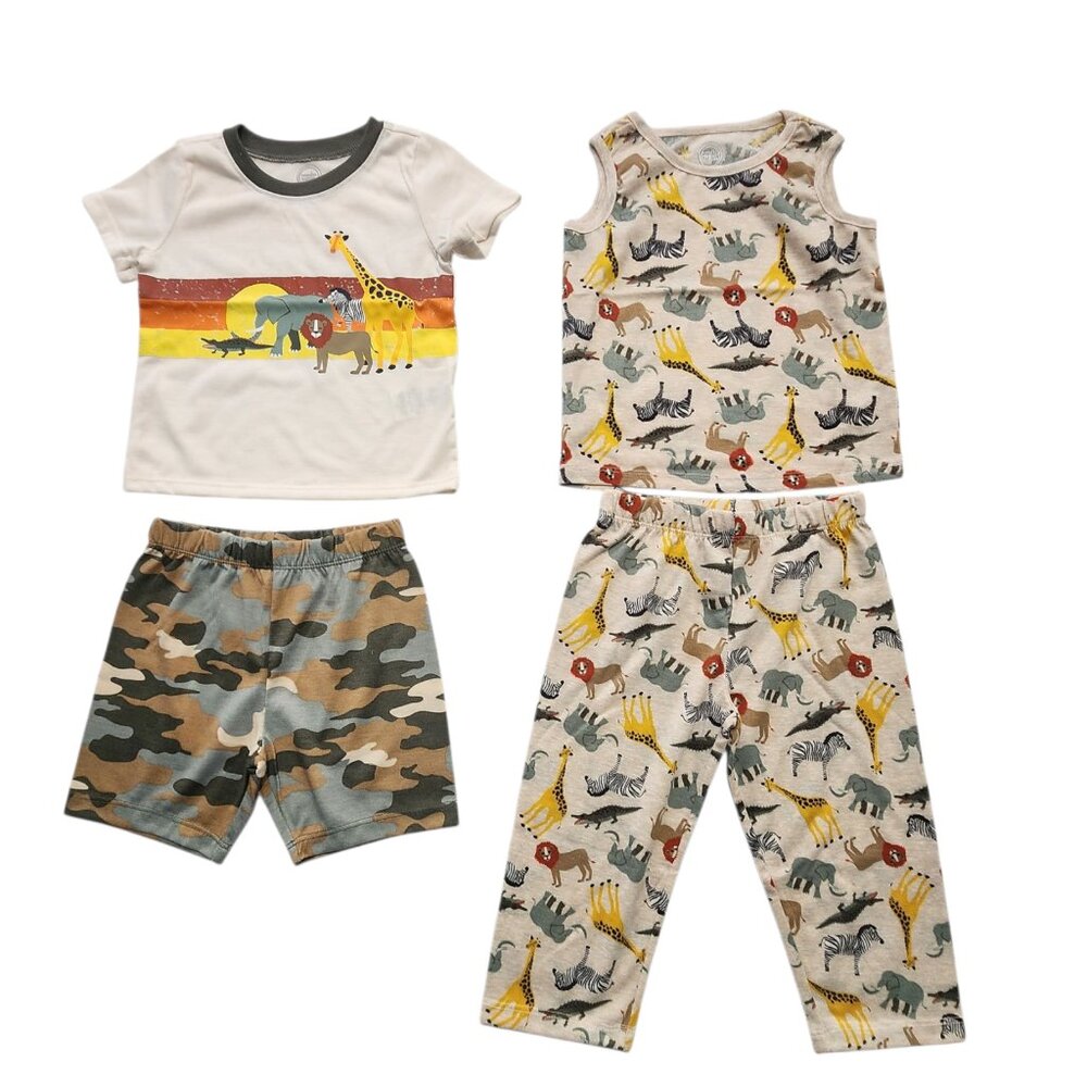 Wonder‎ Nation Toddler Boys Tank, T-Shirt, Short, and Pant Pajama Set, 4-Piece